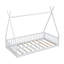 Lit simple en bois avec clôture, blanc