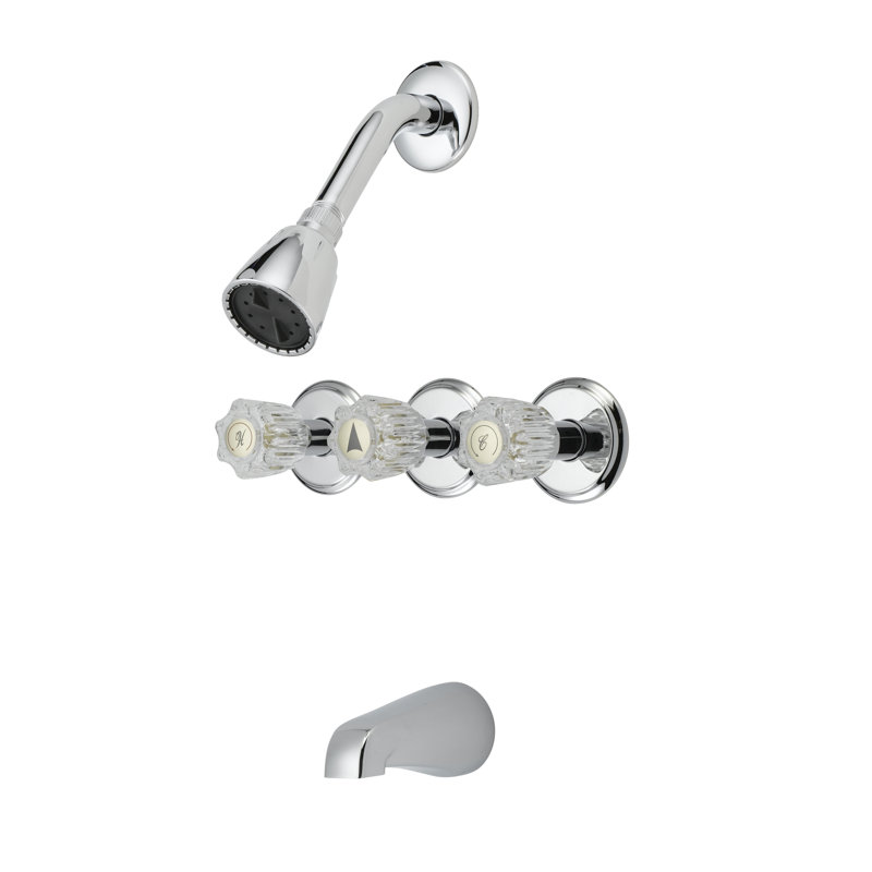 Ensemble de garniture de robinet de baignoire et douche à 3 poignées, valve requise