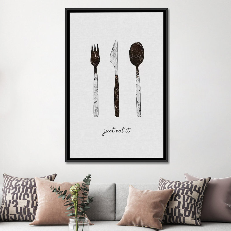«Just Eat it», impression sur toile, H 26 po x l 18 po x P 1,5 po, Toile avec cadre noir, Pas de tapis