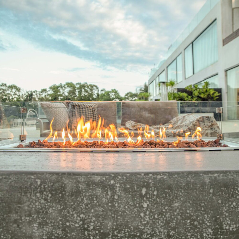 Hampton Light Gray Concrete Outdoor Fire Pit Table