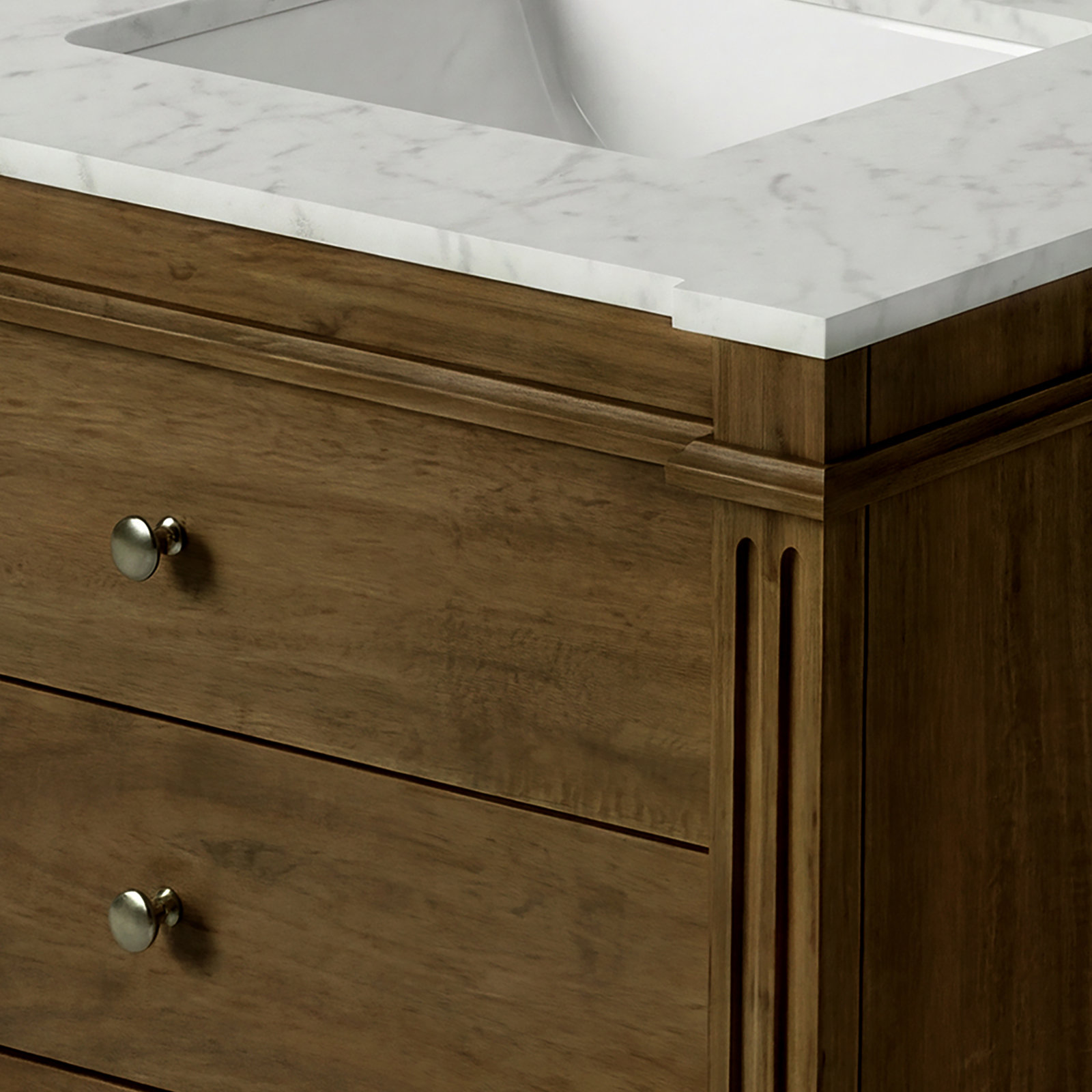 Garza 60" Carrara Marble Double Bathroom Vanity, Brown