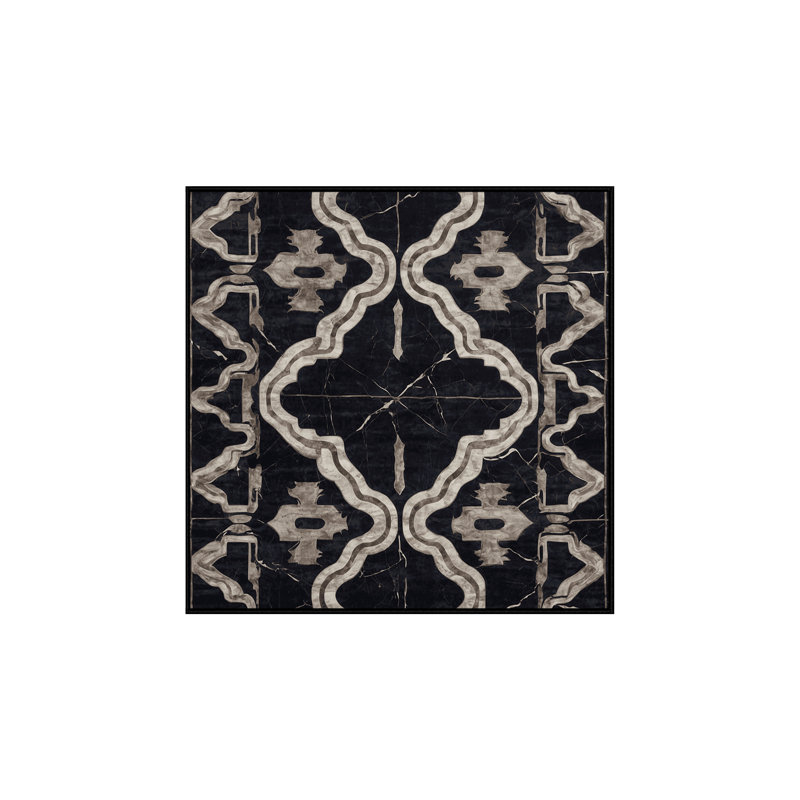 Tapis noir soyeux et moelleux, Carré 8 pi