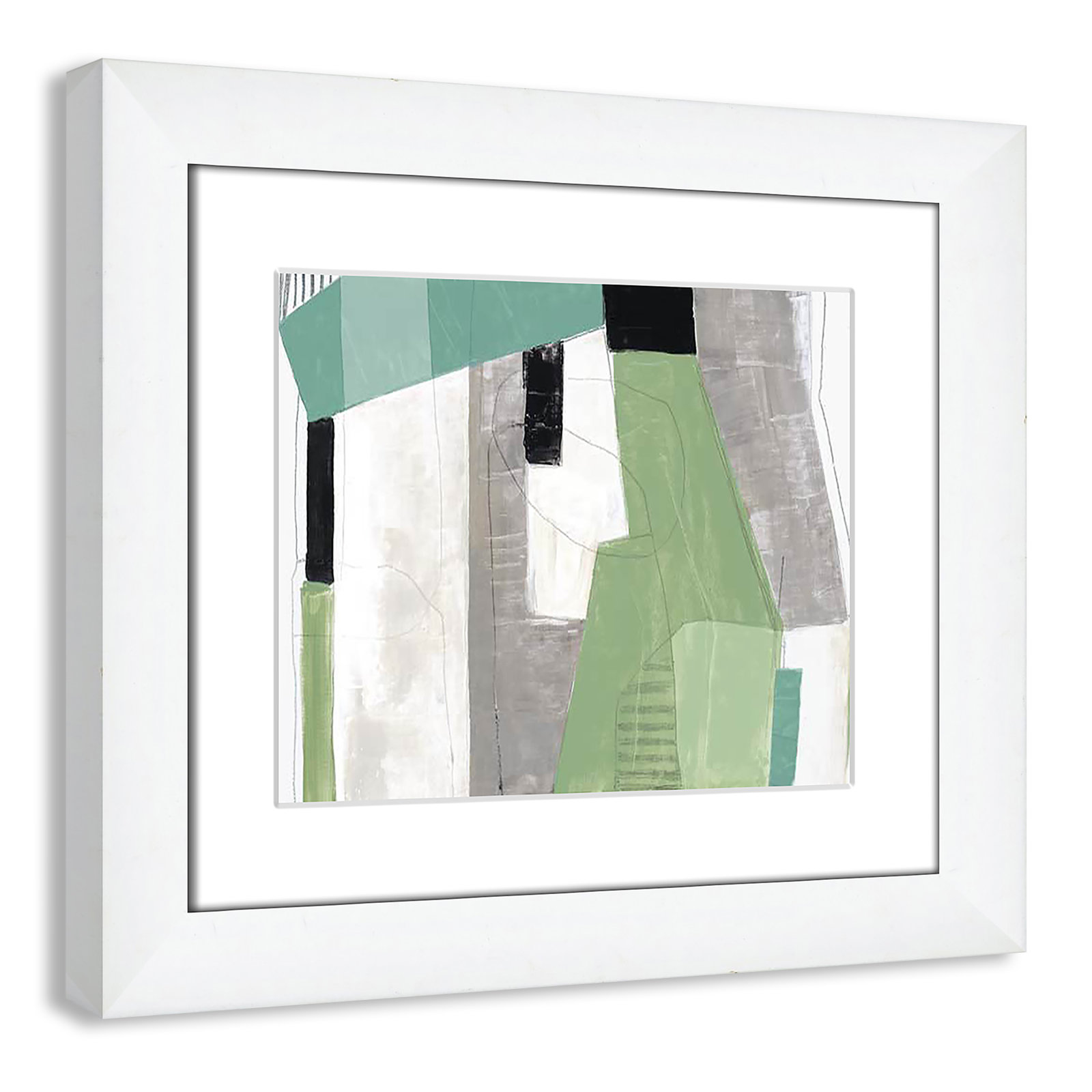 Evergreen Essence Print, 14.5" H x 16.5" W x 1.25" D, White Cube Frame - Matted Fine Art Paper Print, White