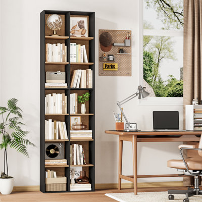 Nyajiah 70.8'' H X 19.6'' W Cube Bookcase With Adjustable Shelves, Media Storage Shelves, CDs Storage Shelves