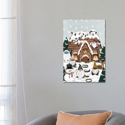 Christmas Cottage 1 Piece Wrapped Canvas Painting