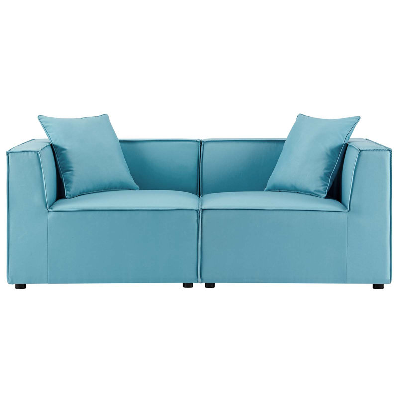 Modway Saybrook Outdoor Patio Upholstered 2-Piece Sectional Sofa Loveseat, Turquoise