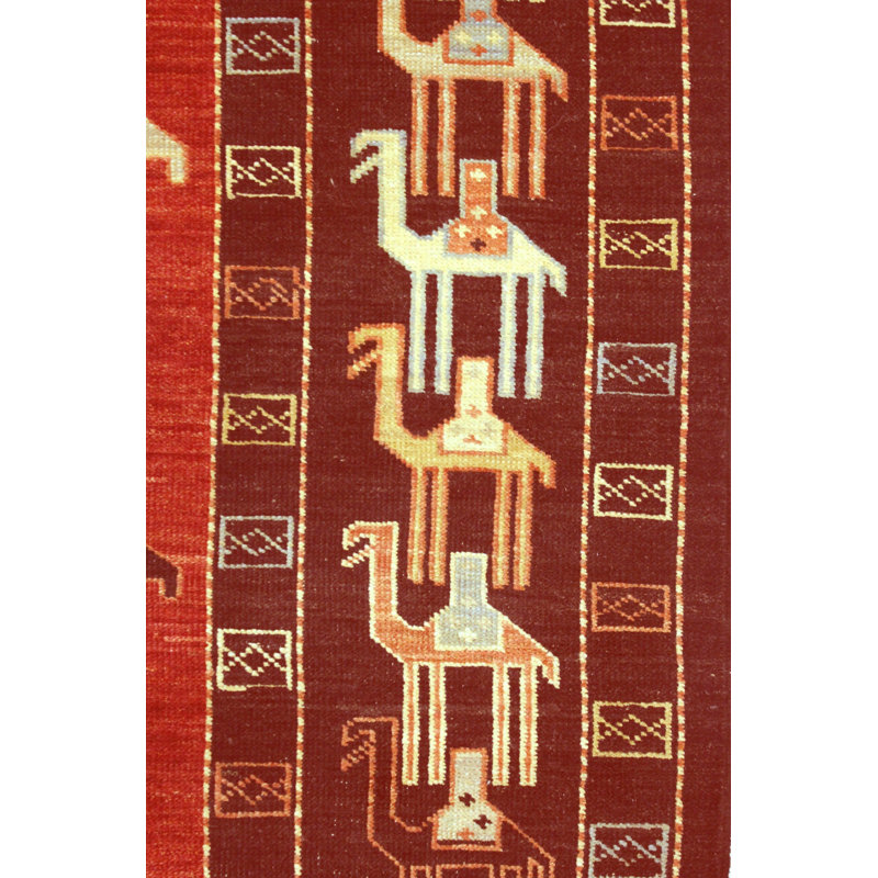 Wool And Silk Afghan One-of-a-Kind Rectangle 9'2" X 11'11" Area Rug