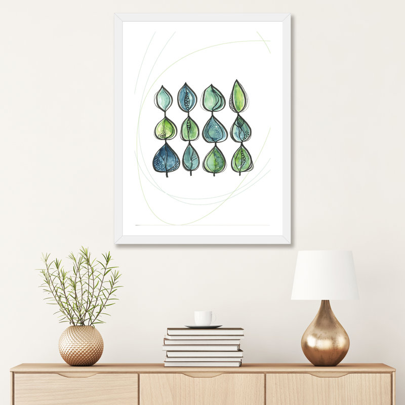Water Water Leaves - impression d'art graphique, H 32 po x l 24 po x P 1 po, Papier encadré blanc, Blanc