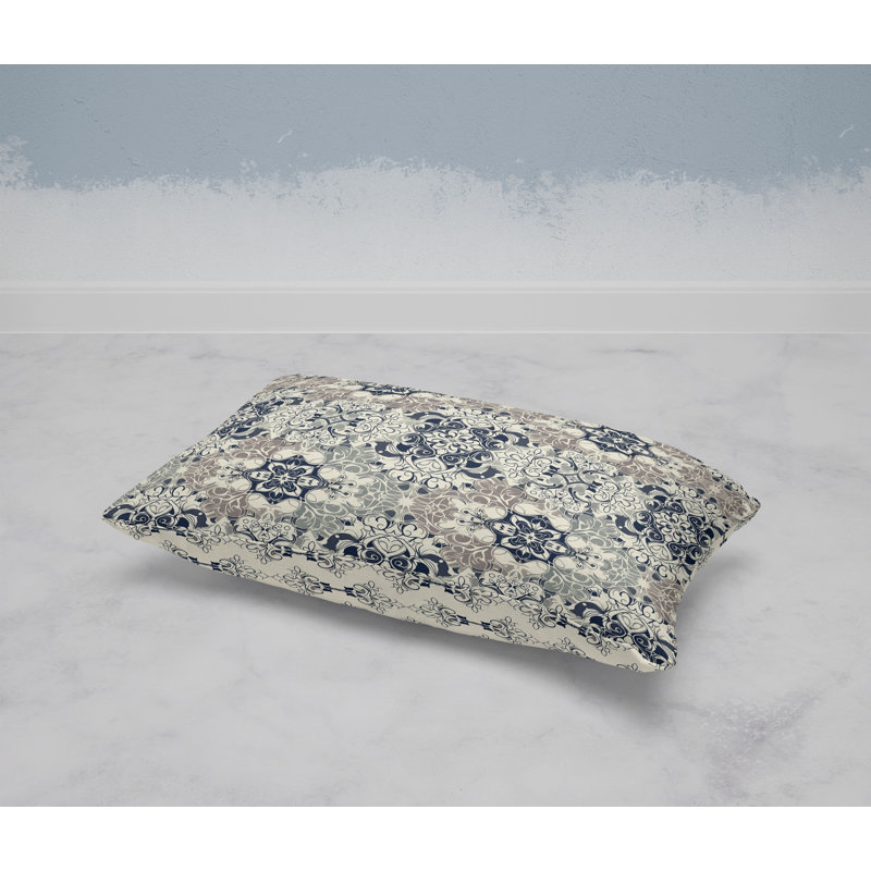 Vibrant Botanicals  Rectangular Throw Pillow, Blue/Ivory