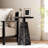 Rustic Round Farmhouse Wooden End Table With Carved Floral Patterns Base, Boho, For Living Room, Bedroom, Black-799501097