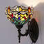Applique murale Tiffany en verre teinté bleu 8 x 10,5 x 11 pouces pour lampe de chevet (style libellule bleu jaune)