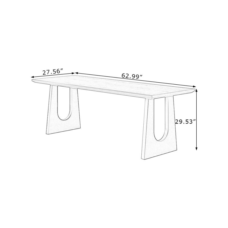 Light-walnut + Black Rectangular Solid Wood + Iron desk, 29.53" H x 62.99" W x 27.56" D