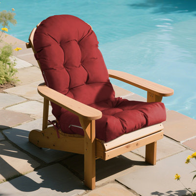 UV Resistant Indoor/Outdoor Chair Cushion - Waterproof Rocking & Adirondack Seat Pad with Elastic Back + 2 Anti-Slip Ties, Fade-Proof Design