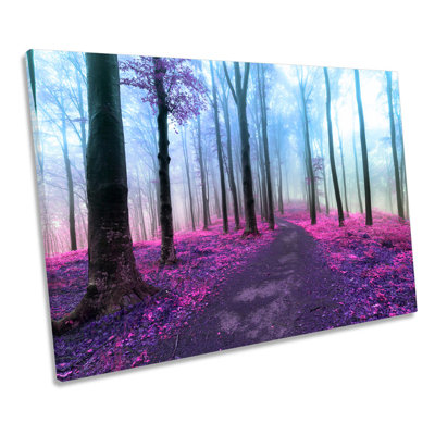 Purple Forest Misty 1 Piece Wrapped Canvas Wall Art