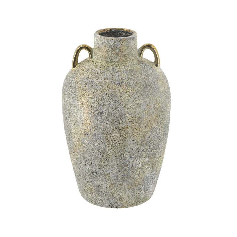 D7x11" Ceramic Accent Vase With Textured Gray Finish