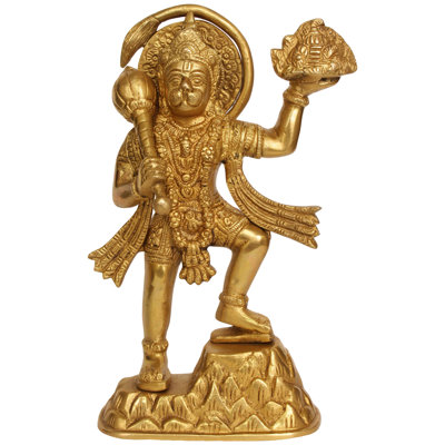 Mighty Hanuman Brass Sculpture Handmade in India | Traditional Indian Home Décor Statue | Spiritual Decorative Accent