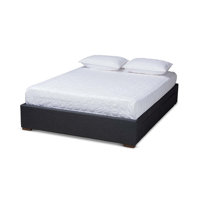 Upholstered Platform Storage Bed, King, Charcoal