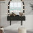 Floating Makeup Vanity Desk with Mirror & 3-Color Lights, Wall Dressing Table with Power Outlet, Compact vanity, Large Storage, Black-1707826272