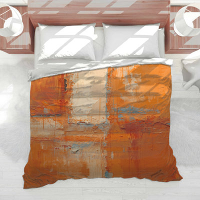 Textured Orange Abstract Comforter