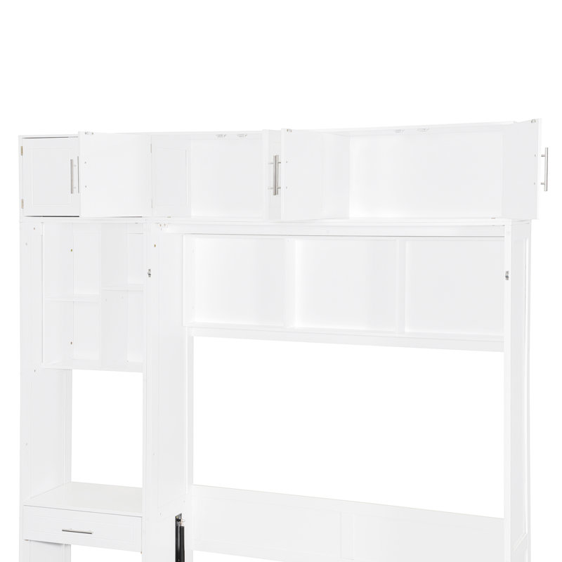 Lit double compact avec armoire supérieure et solution de rangement moderne pour les petits appartements