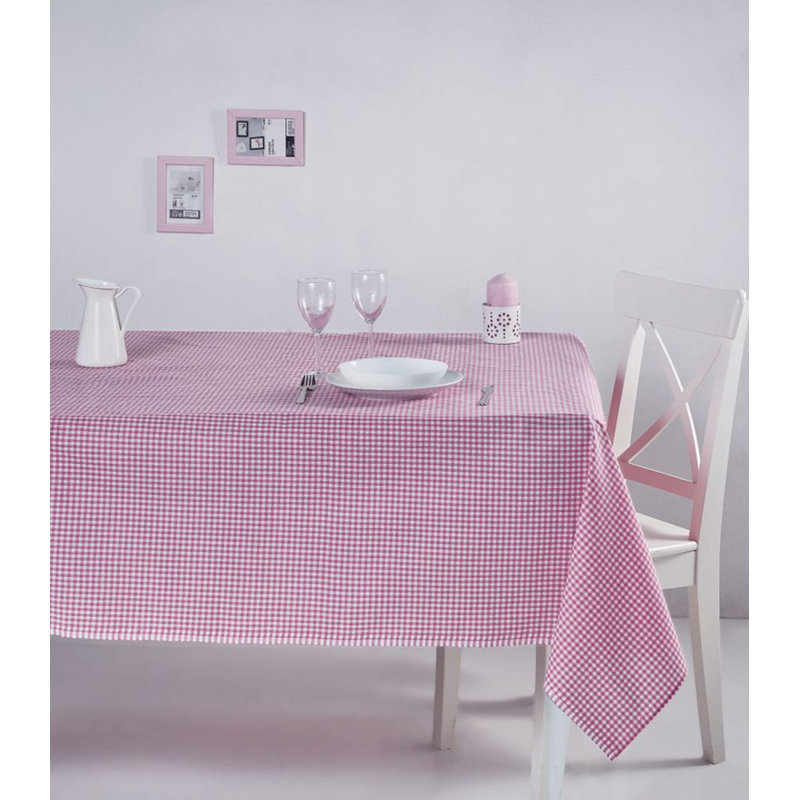 Elegant Checkered Tablecloth, Pink, 67.0 x 67.0 inches | 85% Cotton / 15% Polyester, Machine Washable at 30-40°C | Easy Clean, Perfect for Dining Room, Kitchen, and Special Occasions, Durable & Stylish Design