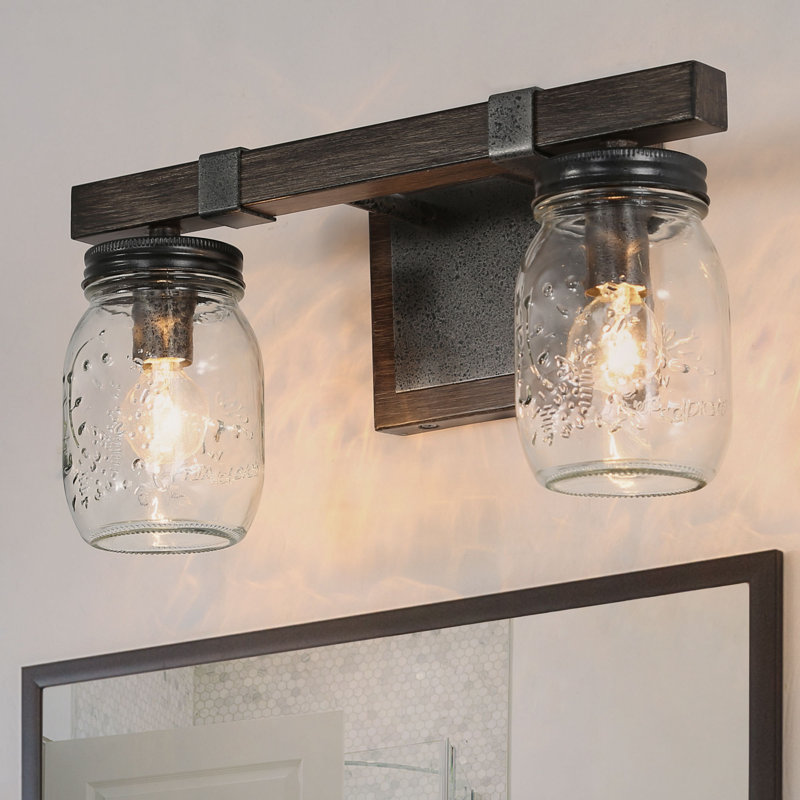 Éclairage pour meuble-lavabo à 2 lumières en verre à intensité variable avec abat-jour Mason Carlile