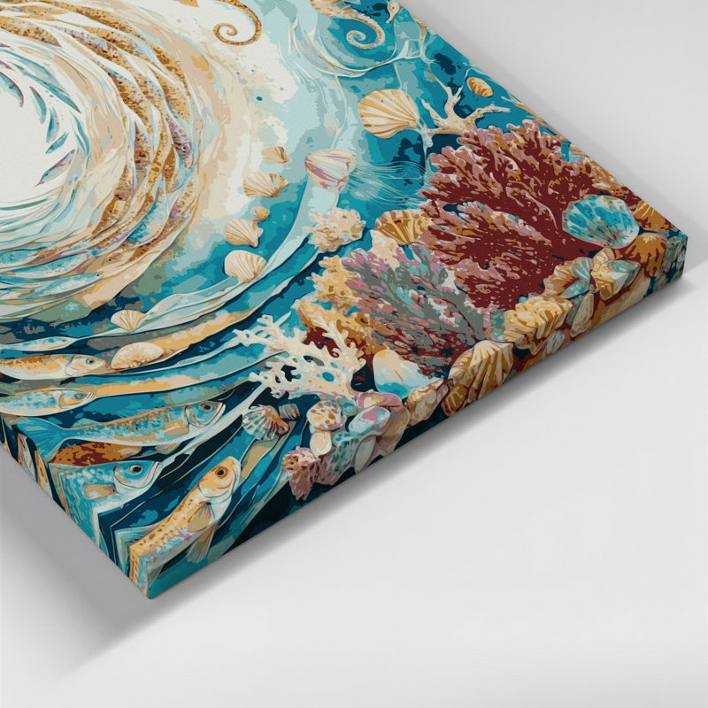 Art mural sur toile, "Coastal Marine Life", H 12 po x l 18 po