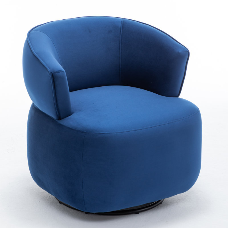 Olevide Swivel Barrel Chair, Navy Velvet
