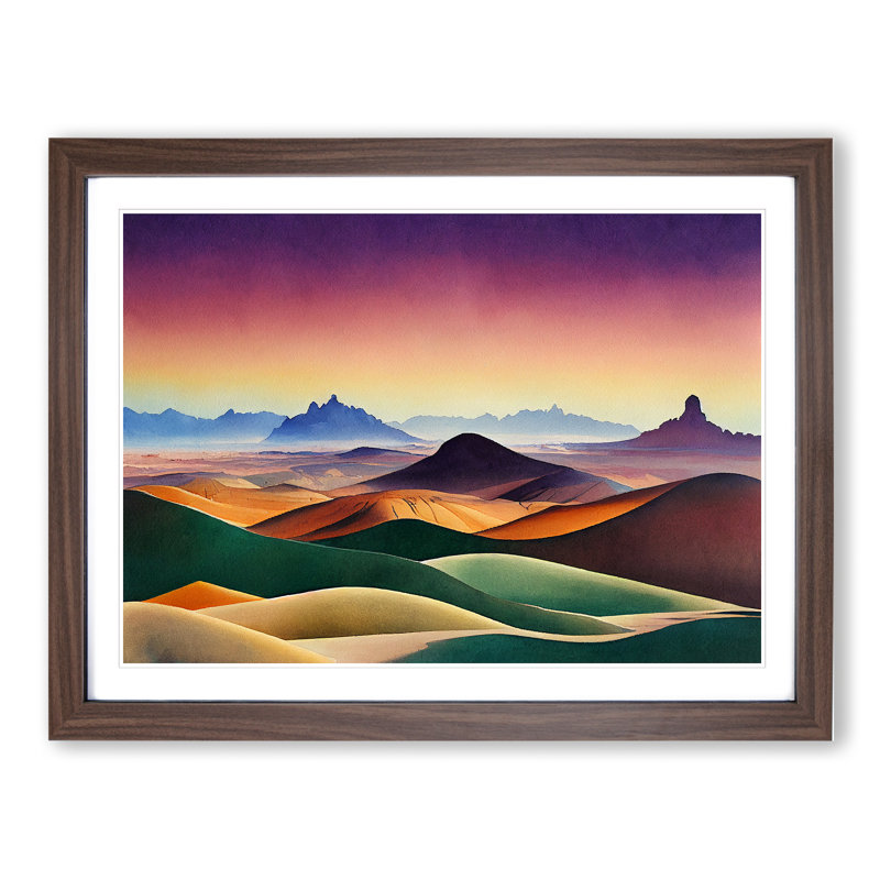 XH1022-6144X Modern Mountain Landscape Vol.2 1 Piece Single Picture Frame Wall Art, 46cm H x 64cm W x 2cm D, Walnut