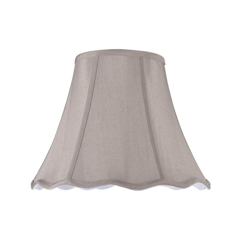 Taupe Silk Bell Lamp Shade with Scalloped Edge