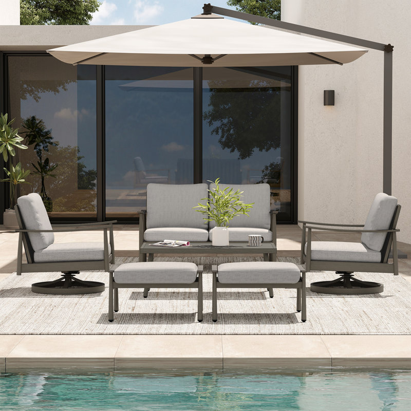 Mariene 4 - Person Patio Conversation Set with Cushions, Gray, Gray