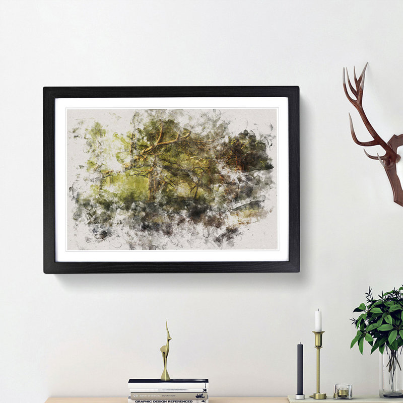 Mystical Forest - Picture Frame Painting Print, Black Framed, 45cm H x 63cm W x 2cm D