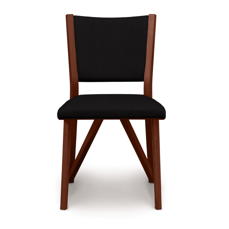 Chaise d'appoint rembourrée Exeter, Cuir ébène, Cerise cognac