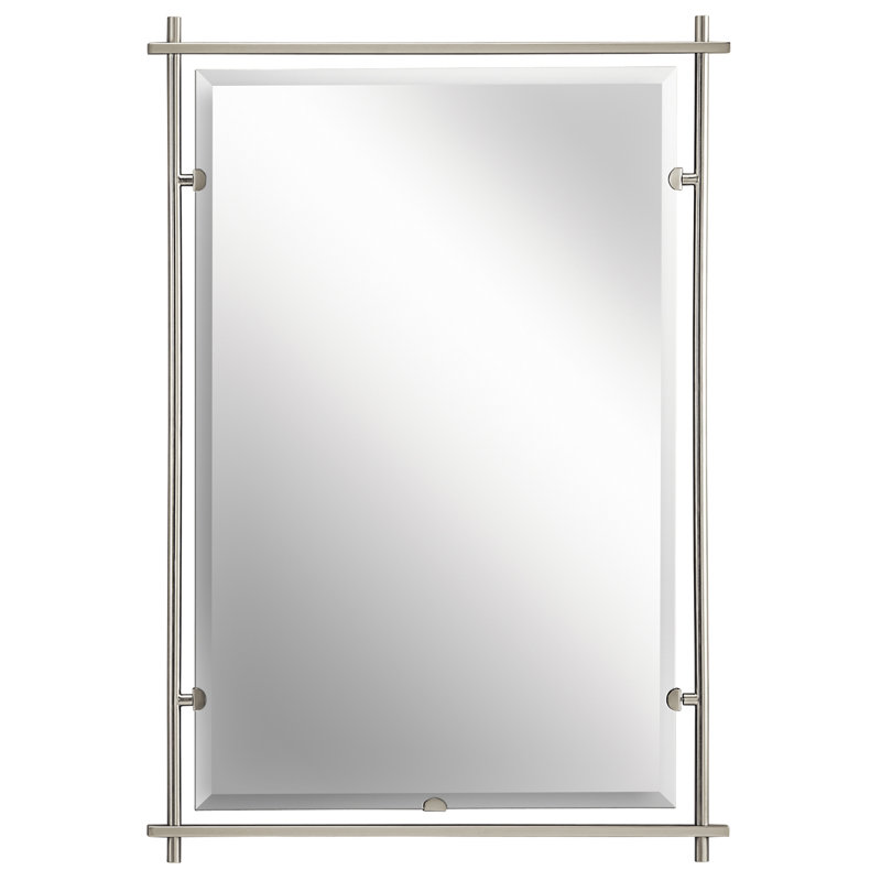 Miroir biseauté moderne et contemporain Rana, Nickel brossé