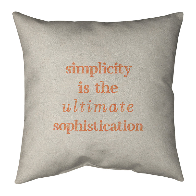 Coussin décoratif simple à la main, 14 po x 14 po, Blanc / Orange