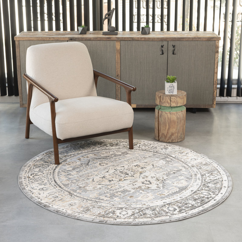 Huibert Abstract Indoor Rug, Round 7'10"