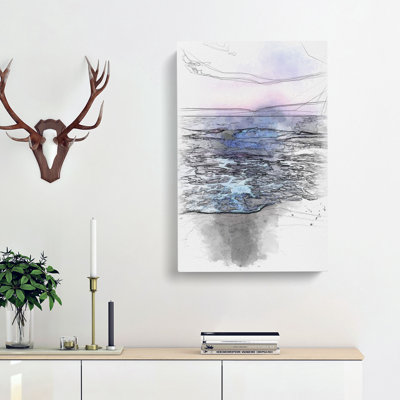 Pretty Beach Sunset - Wrapped Canvas Drawing - Wrapped Canvas
