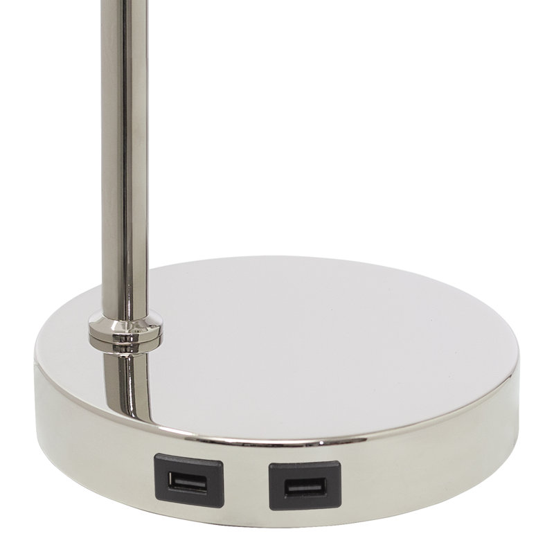 Lampe de table à abat-jour cylindrique argent 19,5 po H Quigley