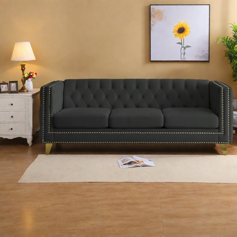 Elegant Modern Velvet Upholstered Sofas For Living Room