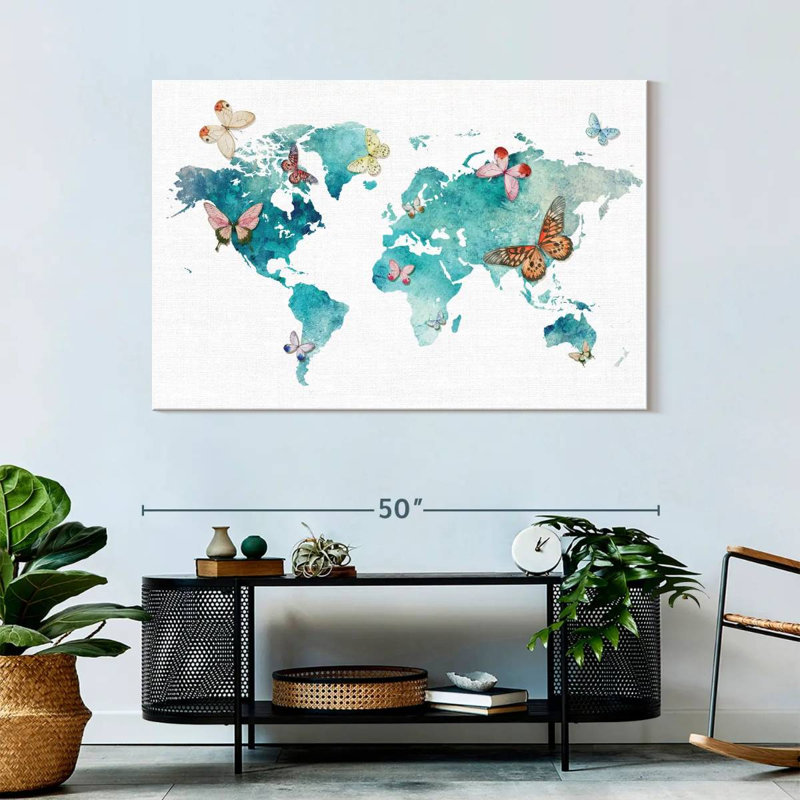 Carte du monde des papillons Aliaz, H 32 po x l 48 po