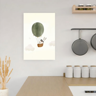 «Bunny Balloon Adventure Dreamy Playful Whimsical Rabbit Nature Forest», reproduction d'art