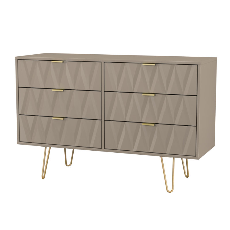 Baturhan 6 Drawer Wide Chest (Ready Assembled), Mushroom Matt