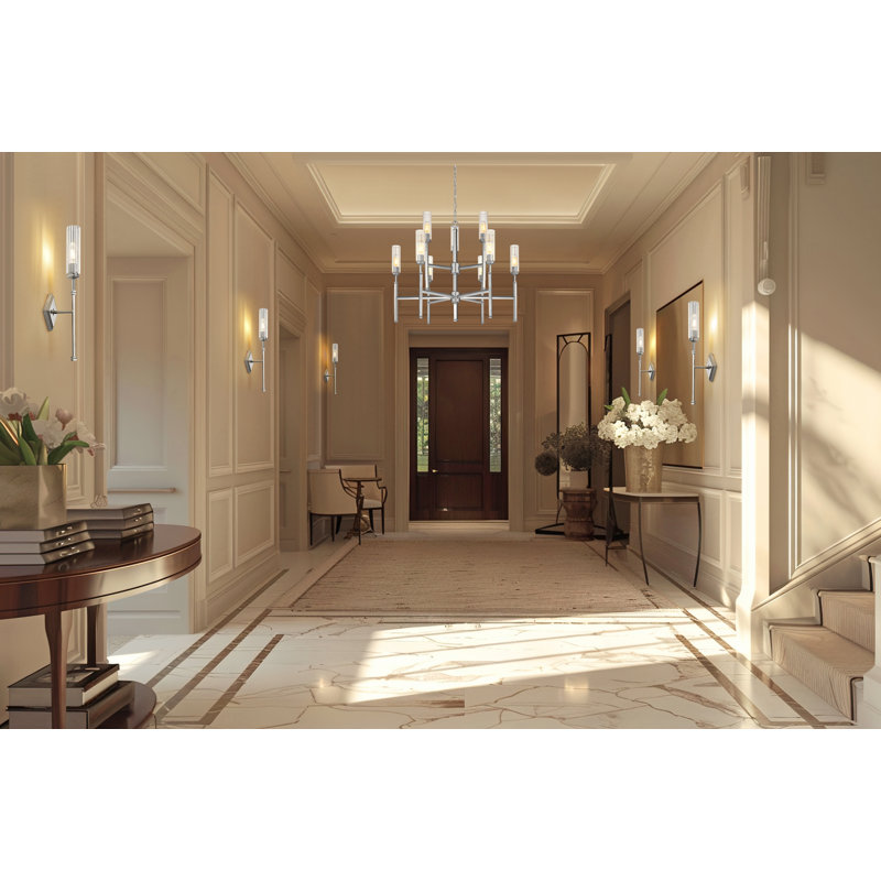 Granton Brushed Nickel 9 Light Chandelier, Brushed Nickel