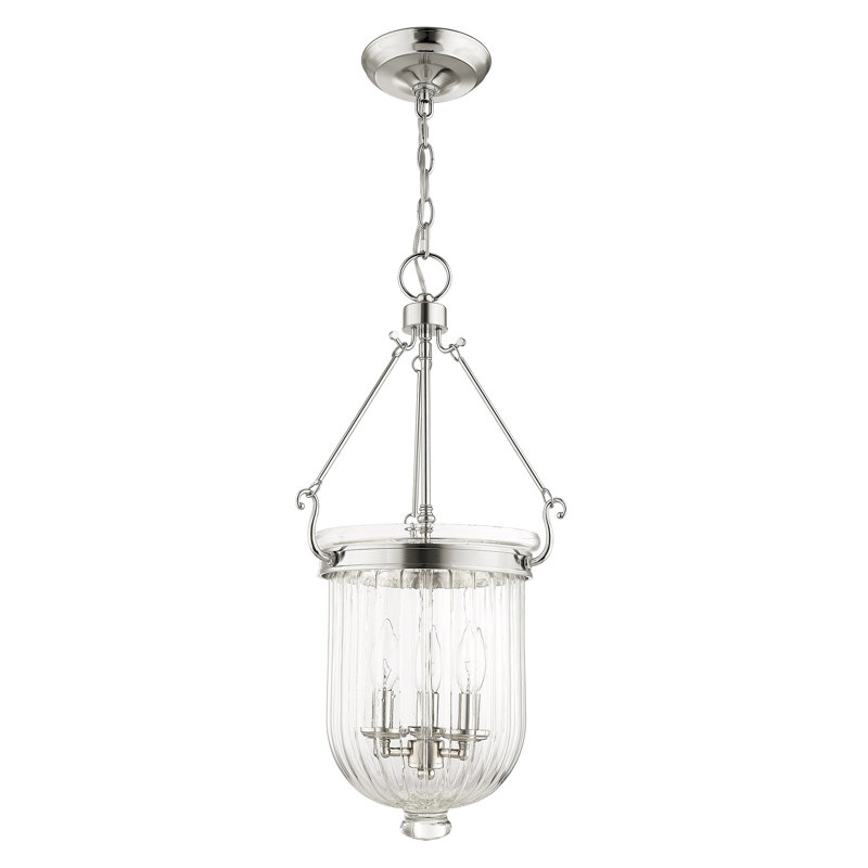 Lindley 3 - Light Unique/Statement Pendant, Polished Nickel, 12" W x 25"H