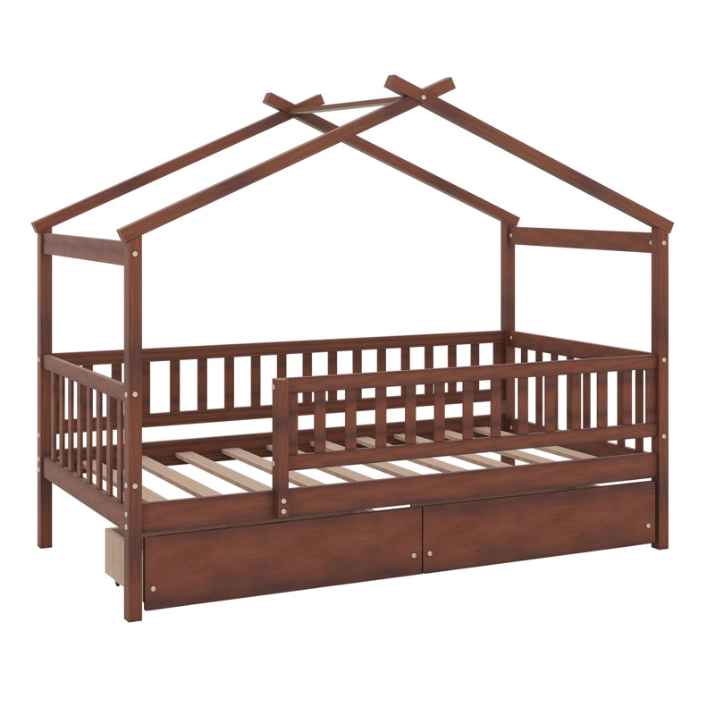 Aswin Canopy Storage Bed, Walnut