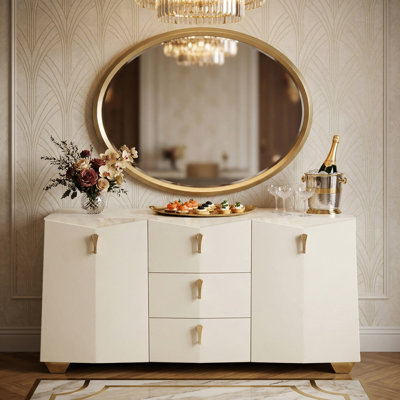 Fantosini Sideboard With Wall Mirror - Creamy Pearl