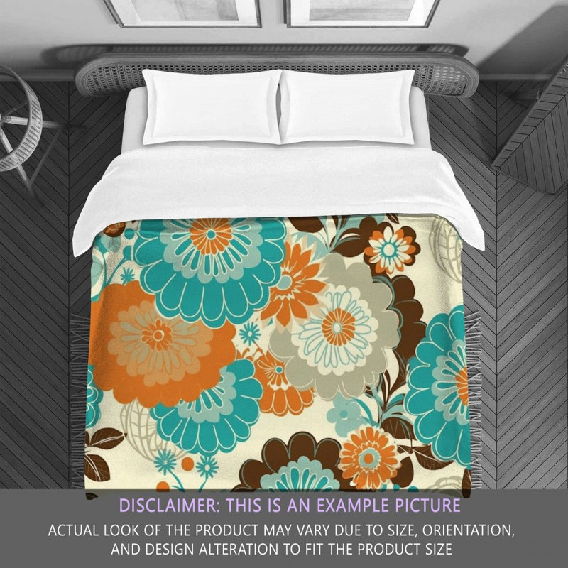Funky Bedding, Orange/Green Floral, King Comforter