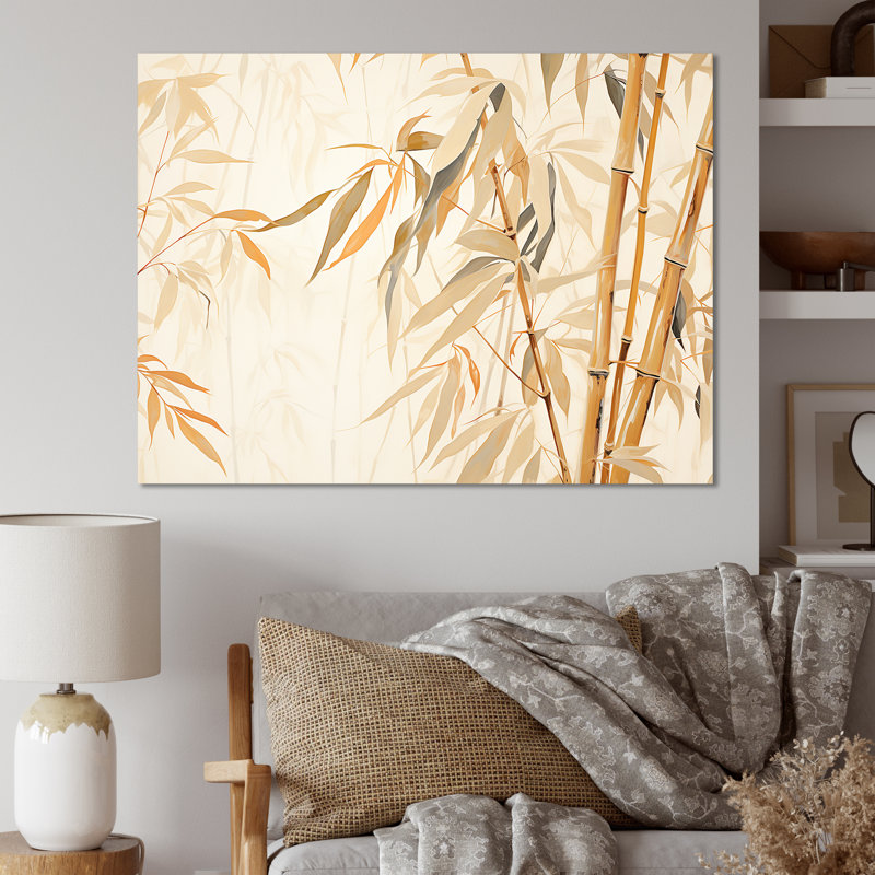 «Mute Bamboo Embrace II», art mural sur toile de bambou_106614, H 16 po x l 32 po x P 1 po, Toile tendue