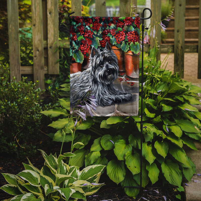 Drapeau de jardin en polyester à 2 côtés Graziello Bichon Frise Do It Better 1 x 0,11 pi, Cairn terrier géraniums