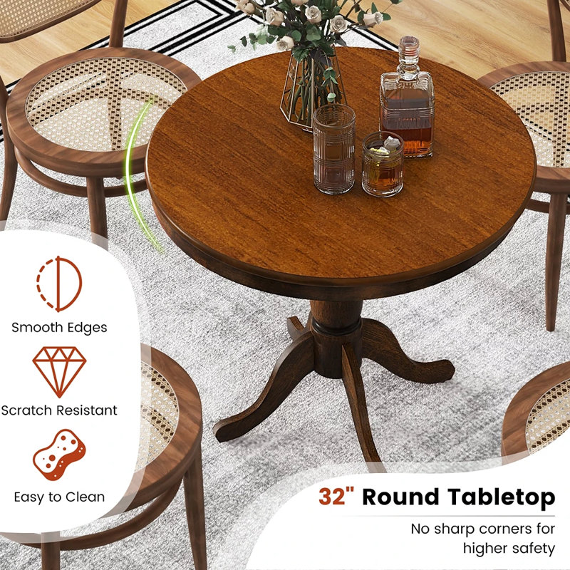 Hemmer Round Solid Wood Base Dining Table